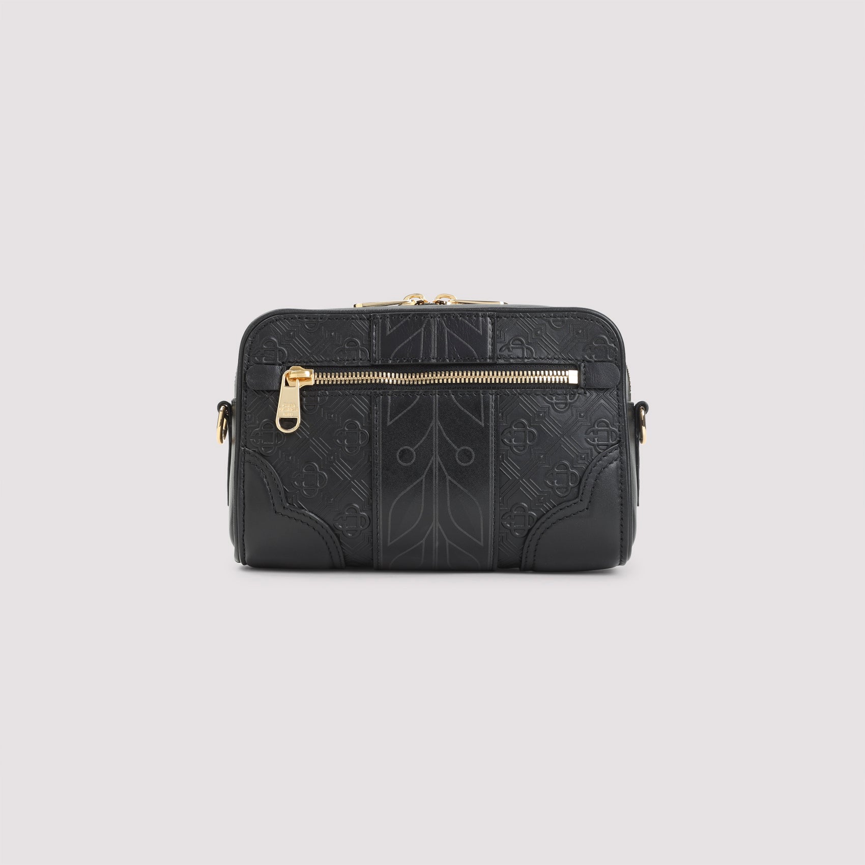 Compact Black Calf Leather Crossbody Bag