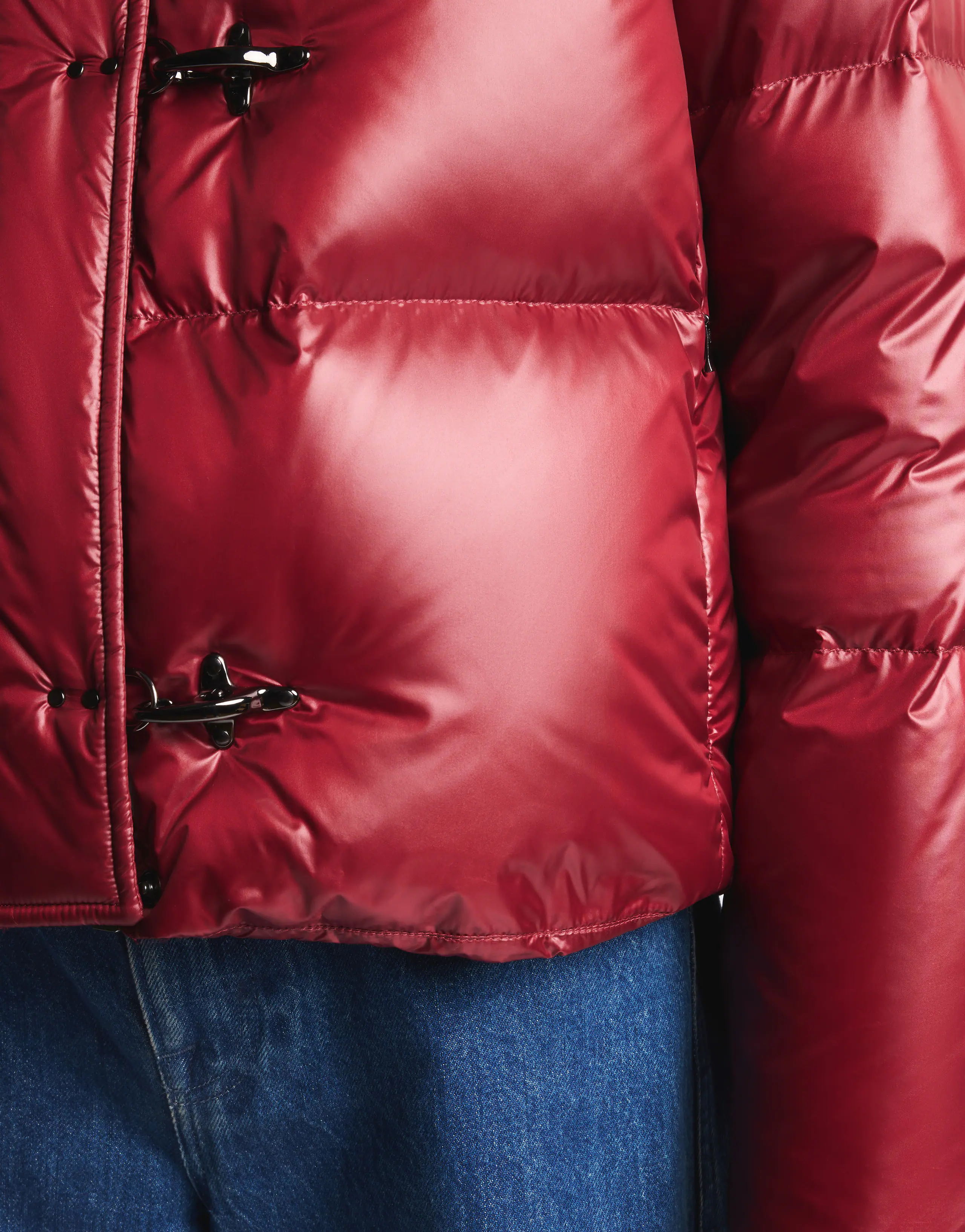 Cardinal Red Puffer Jacket With Hood