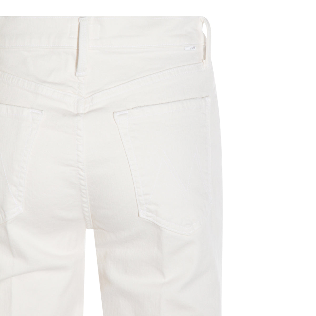 High-Waisted White Cotton Jeans with Functional Pockets