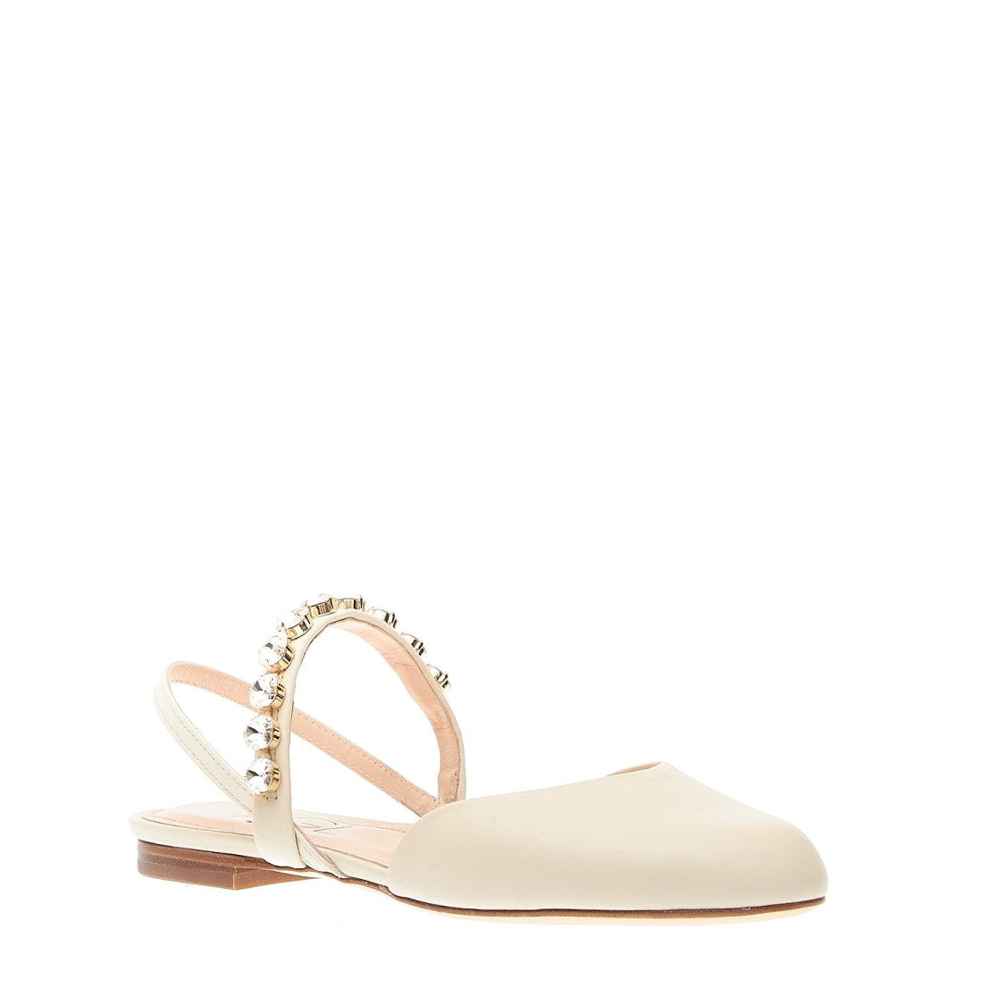 Cream Slingback With Rhinestones