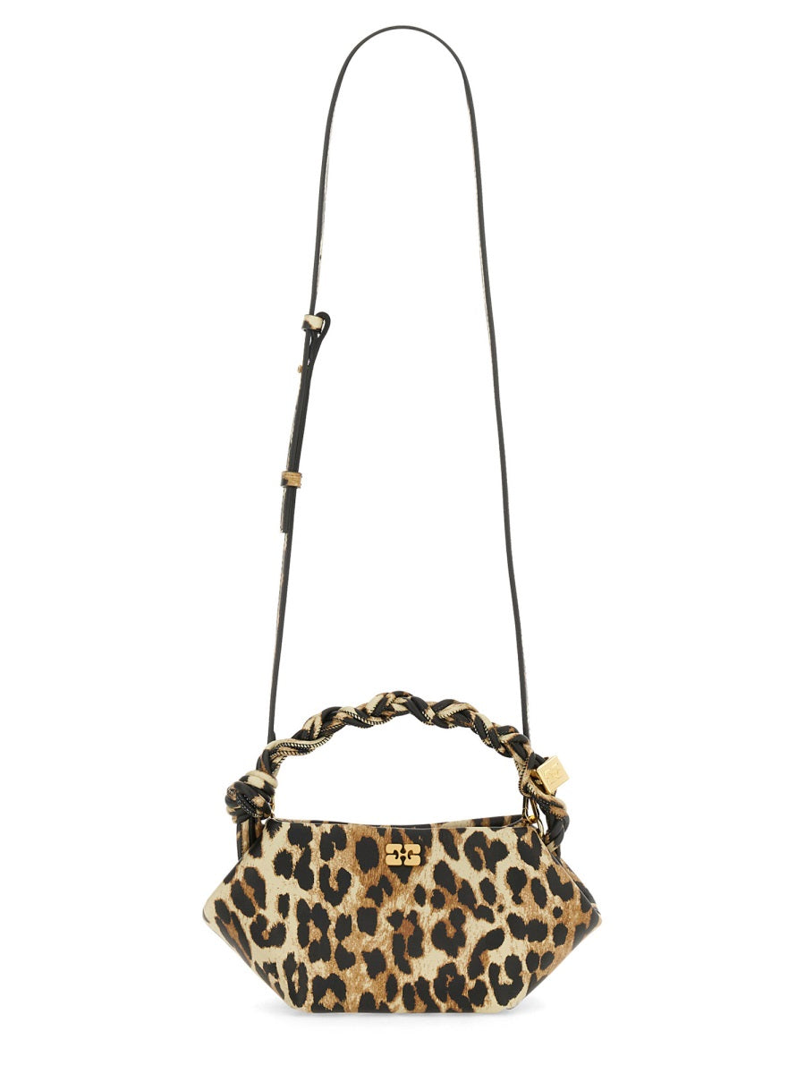 Leopard Print Mini Bou Bag With Braided Handle
