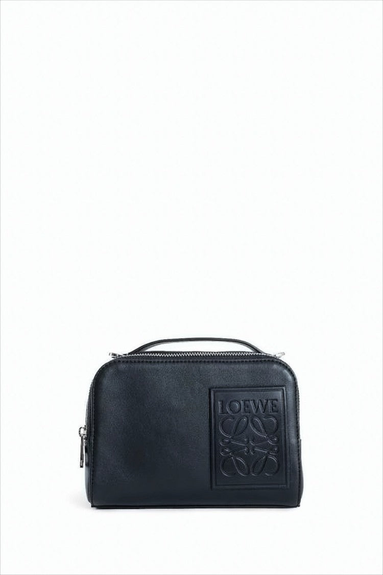 Rectangular Calf Leather Crossbody Bag with Branded Detailing
