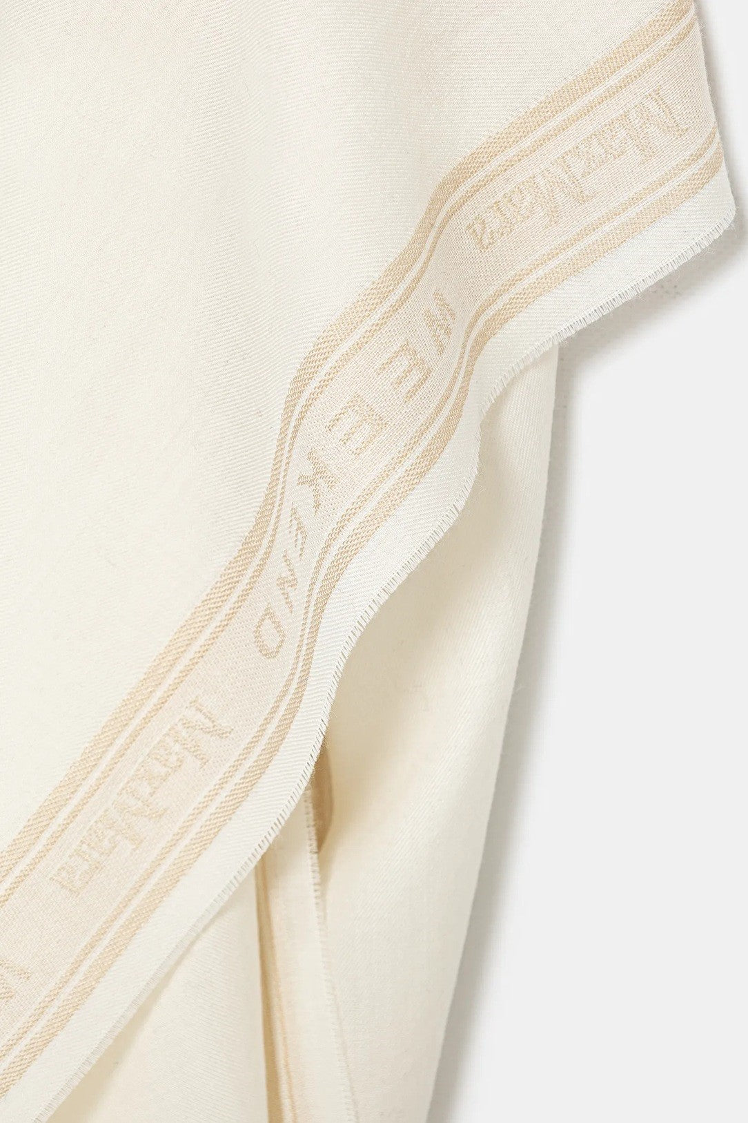 Long Creamy Scarf with Subtle Beige Borders