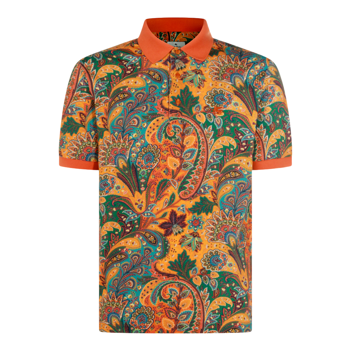 Paisley Pattern Polo Shirt with Ribbed Collar