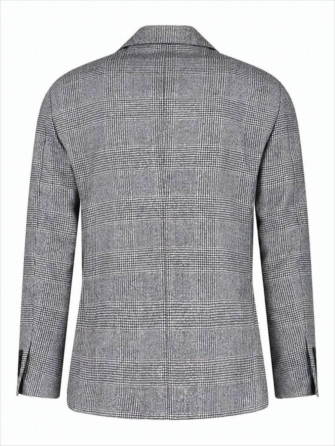 Classic Checkered Tailored Suit Jacket