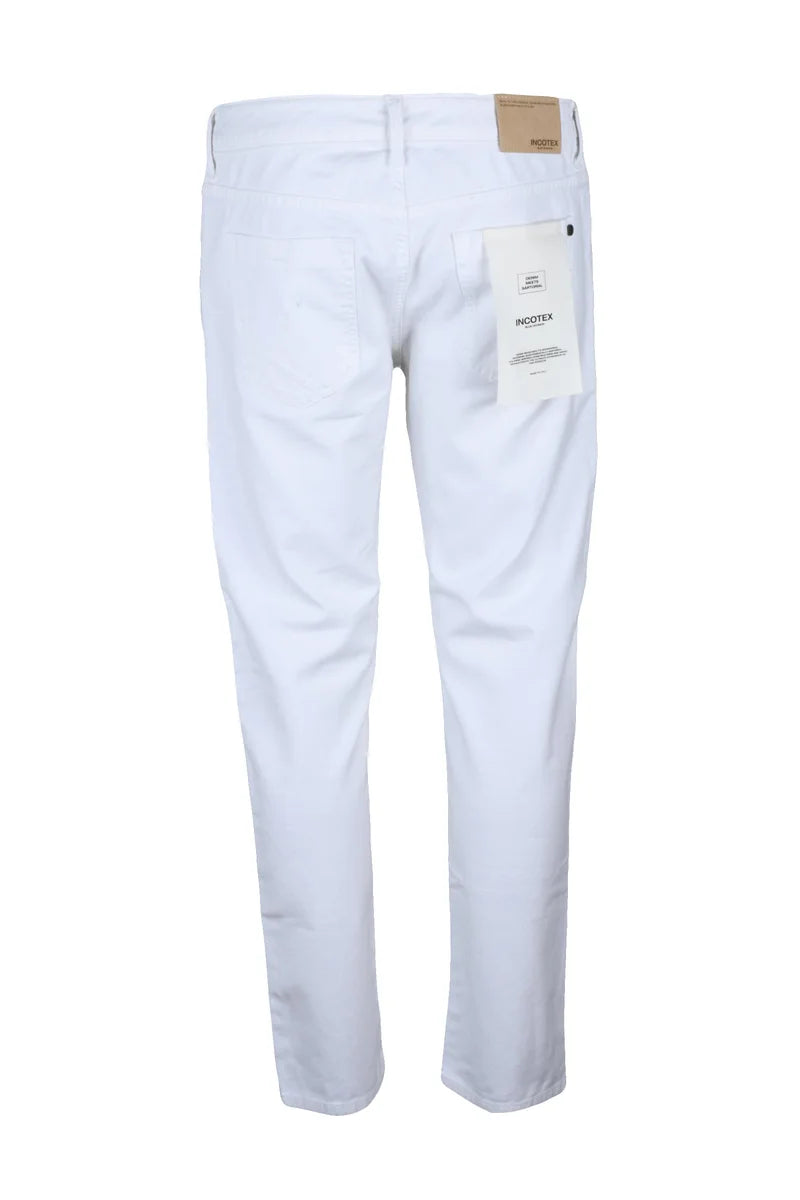 White Cotton Linen Jeans