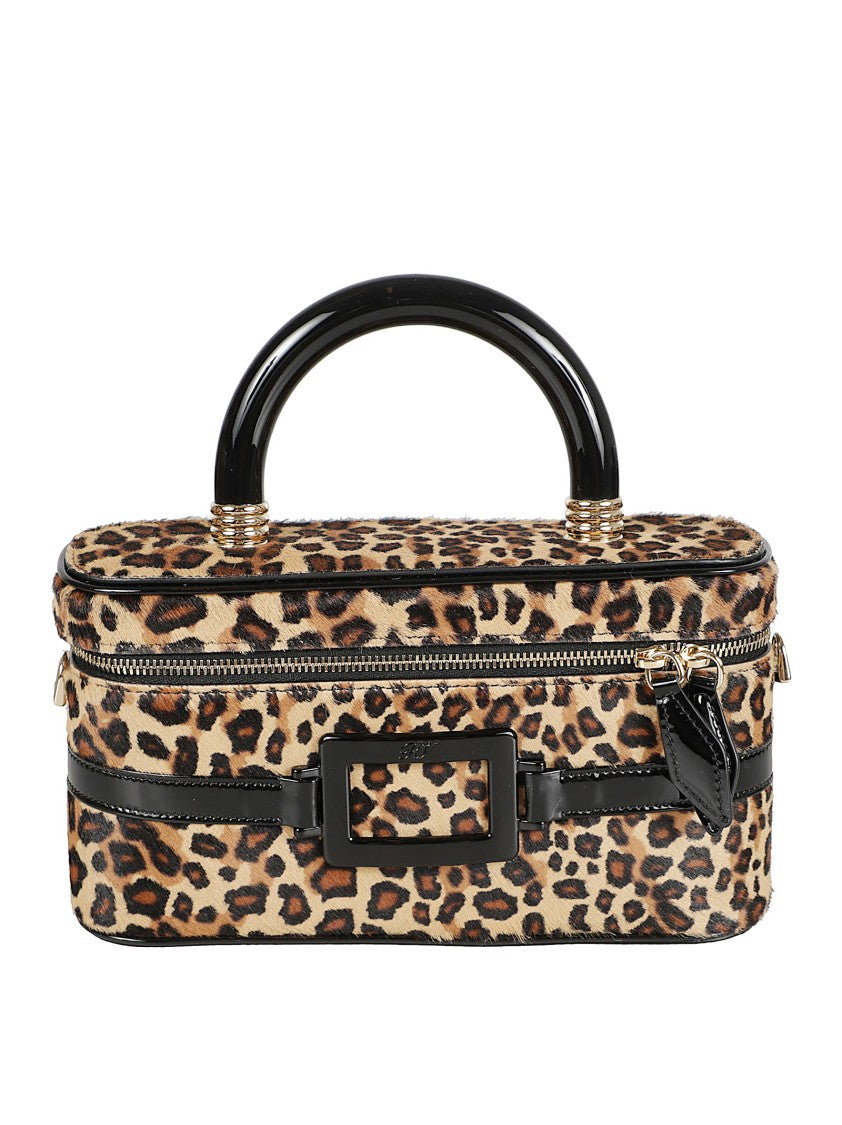 Rectangular Calfskin Handbag With Leopard Print