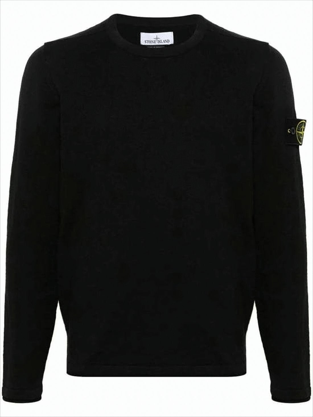 Textured Black Crew Neck Sweater