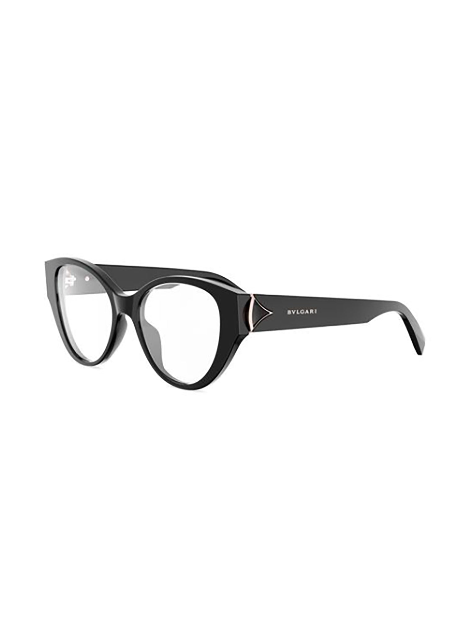 Cat-Eye Optical Frames with Glossy Black Finish and Metallic Accents
