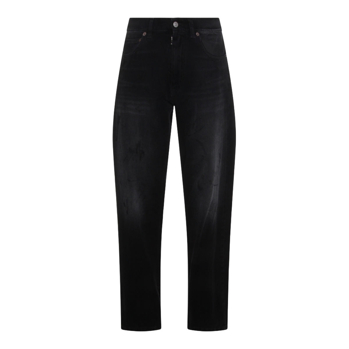 Straight-Leg Black Denim Jeans