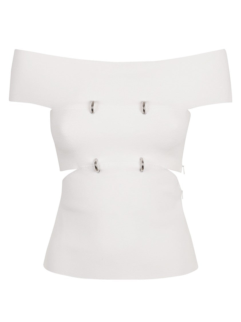Off-The-Shoulder Fitted Top With Metallic Accents