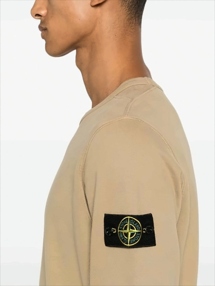 Long-Sleeve Crewneck Sweatshirt in Warm Beige