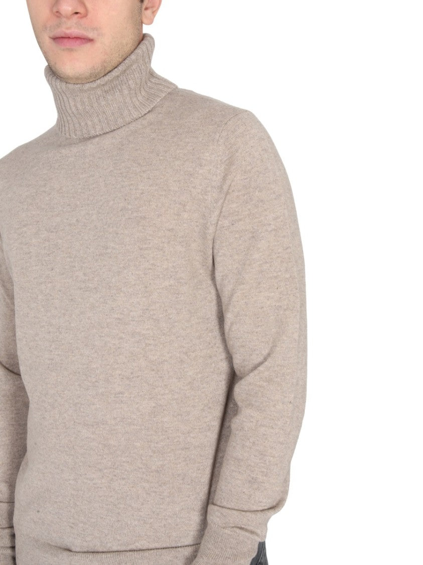 Cross-Neck Ribbed Cashmere Turtleneck Sweater