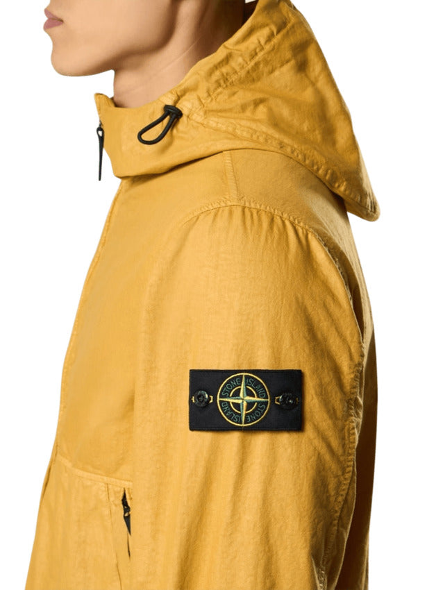 Ochre Nylon Panama Jacket With Fixed Hood