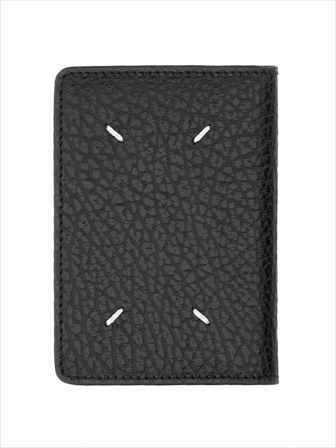 Pebbled Calfskin Cardholder with Numeric Logo Detail