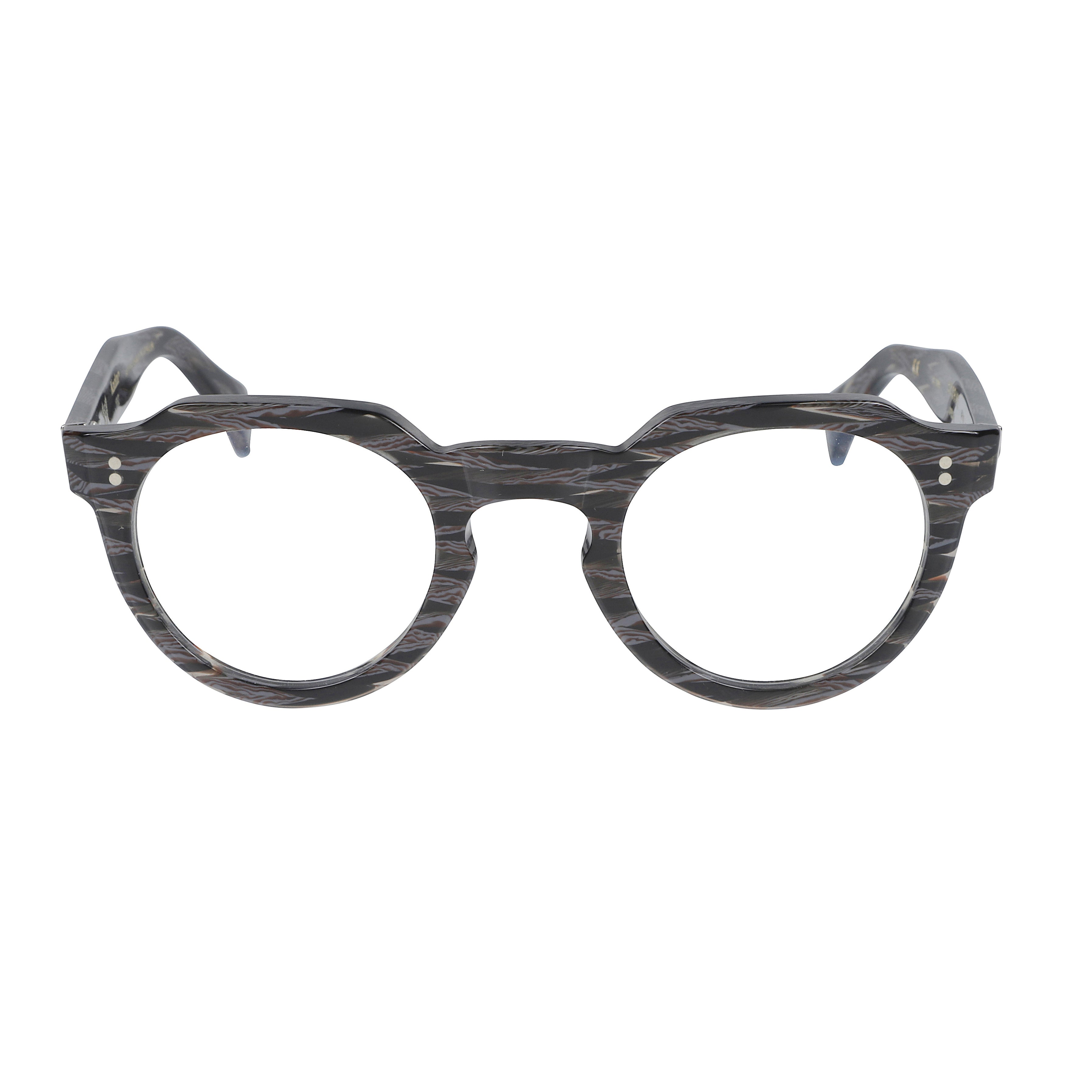 Storiko Special-V Round Frame Marbled Sunglasses with Metallic Accents