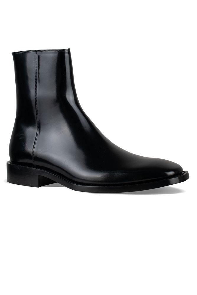 Glossy Patent Leather Ankle Boots