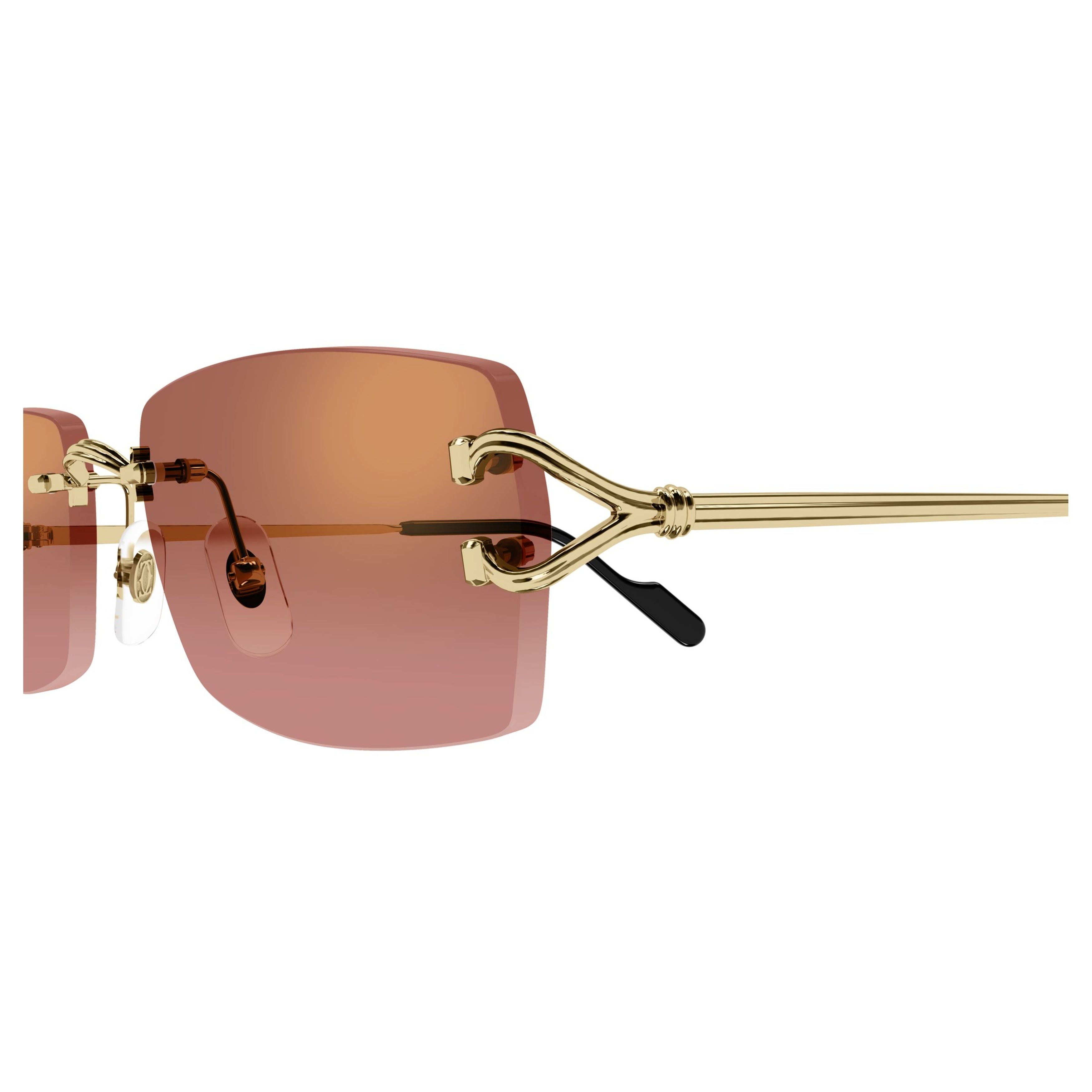Rimless Sunglasses With Rectangular Brown Gradient Lenses
