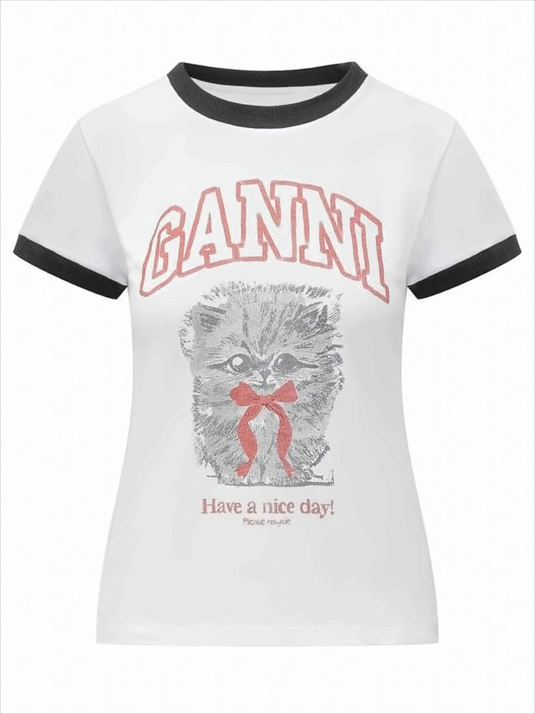 Short-Sleeved T-Shirt with Graphic Kitten Print