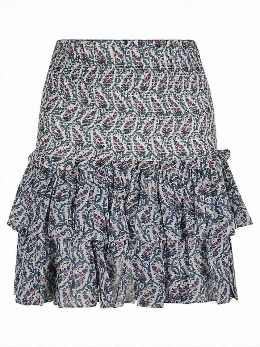 Floral Midi Skirt with Fitted Waistband