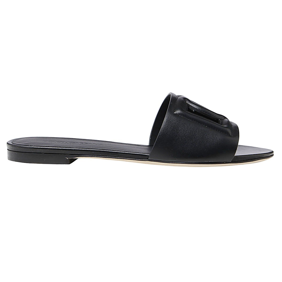 Open-Toe Flats with Interlocking Logo Detail