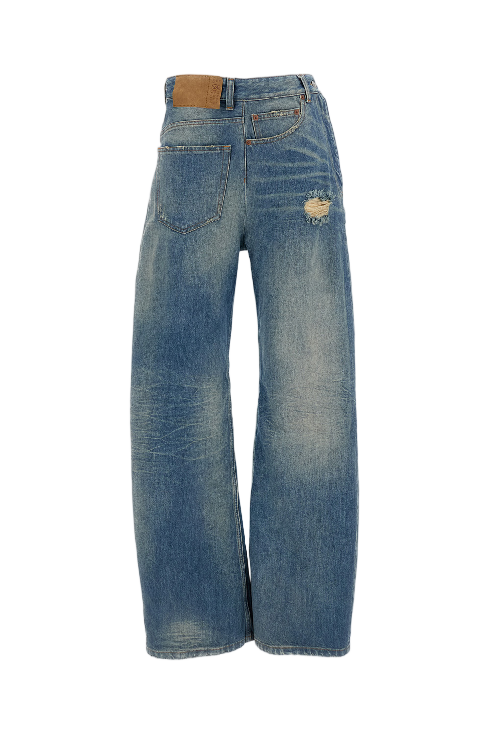 Distressed Wide-Leg Jeans with Iconic Numeric Patch