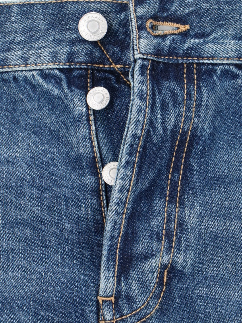 Straight Jeans In Blue Denim Worn Wash