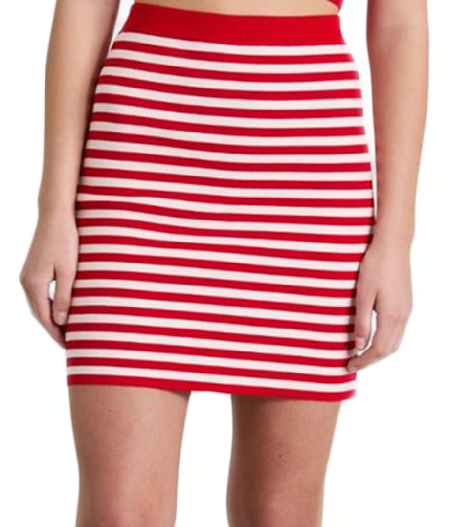 Fitted Striped Skirt with Elasticized Waistband