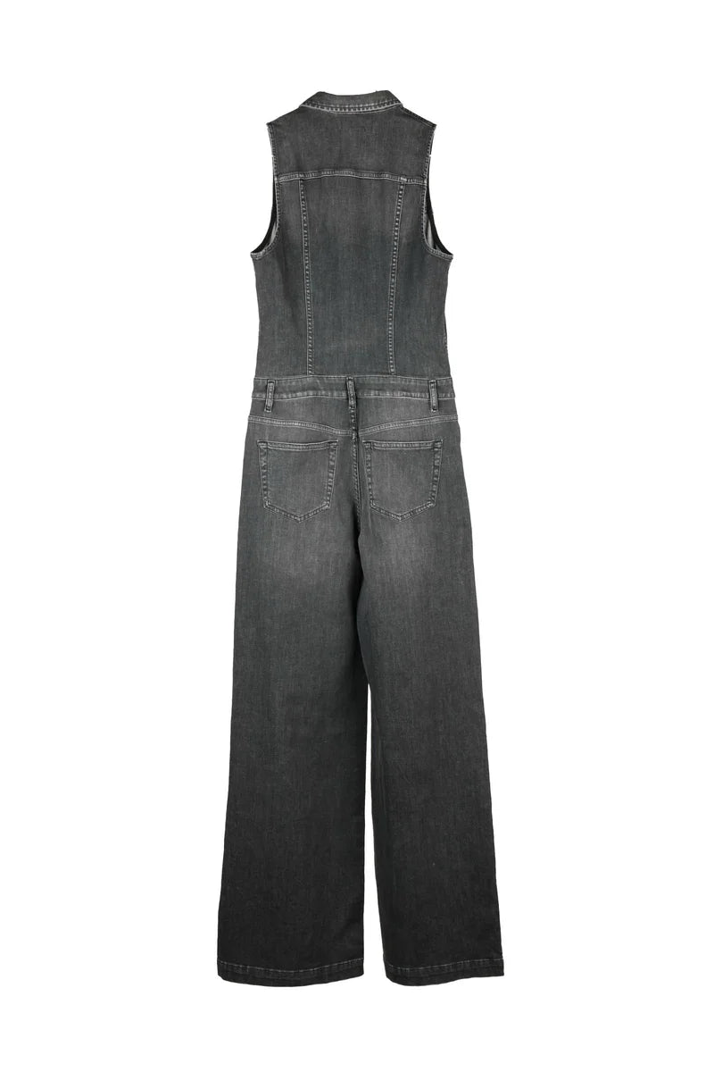 Denim Jumpsuit Tight Fit - Grey