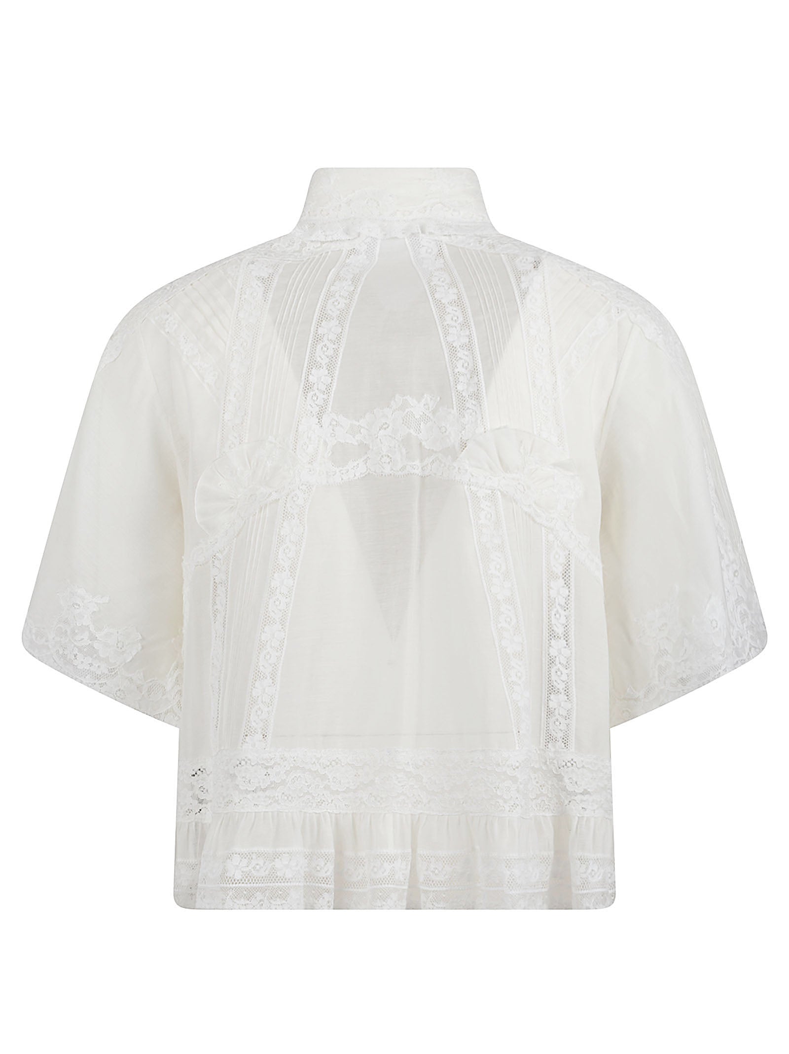 Cropped Shirt with Delicate Lace Design