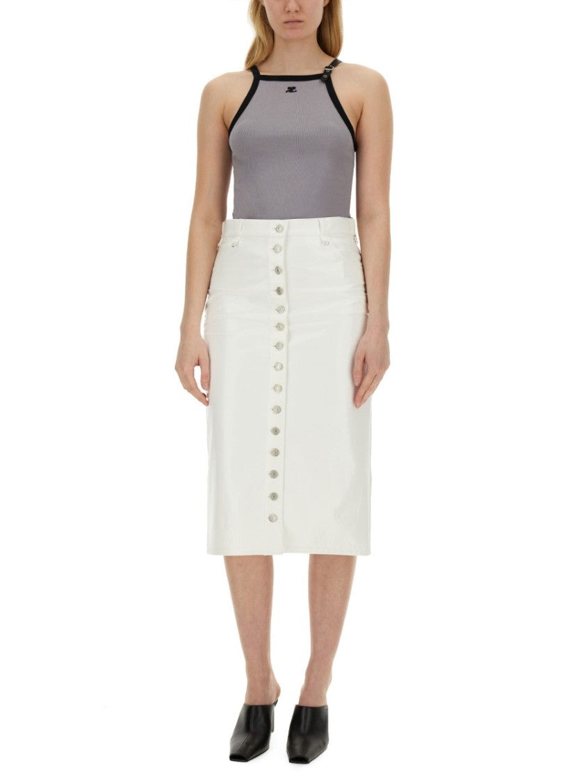 Fitted Top With Central Logo And Contrasting Trim
