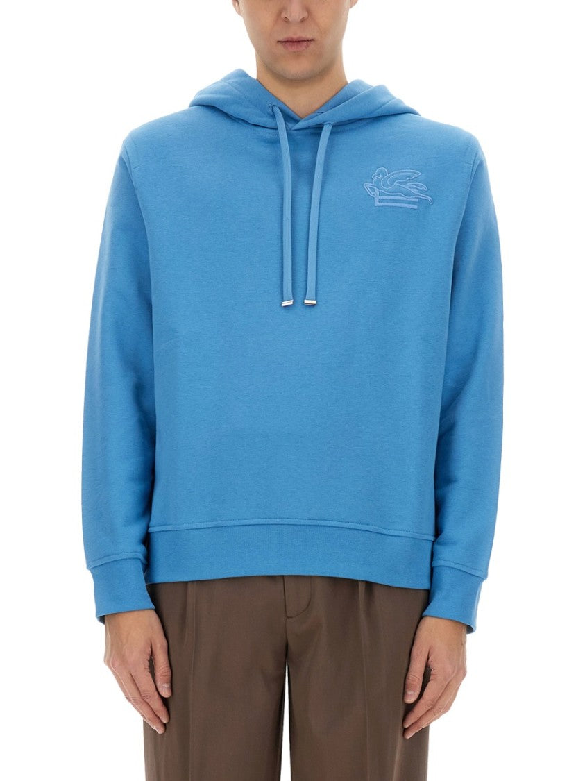 Relaxed-Fit Blue Hoodie With Adjustable Drawstring