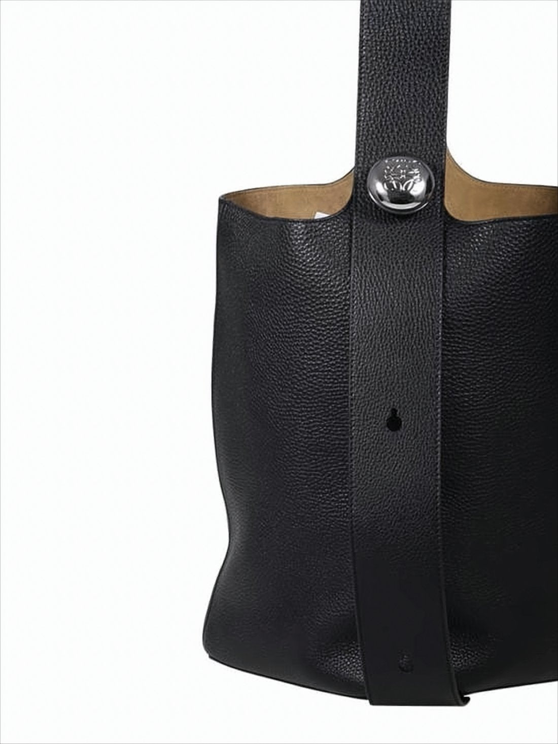 Textured Black Calf Leather Tote Bag