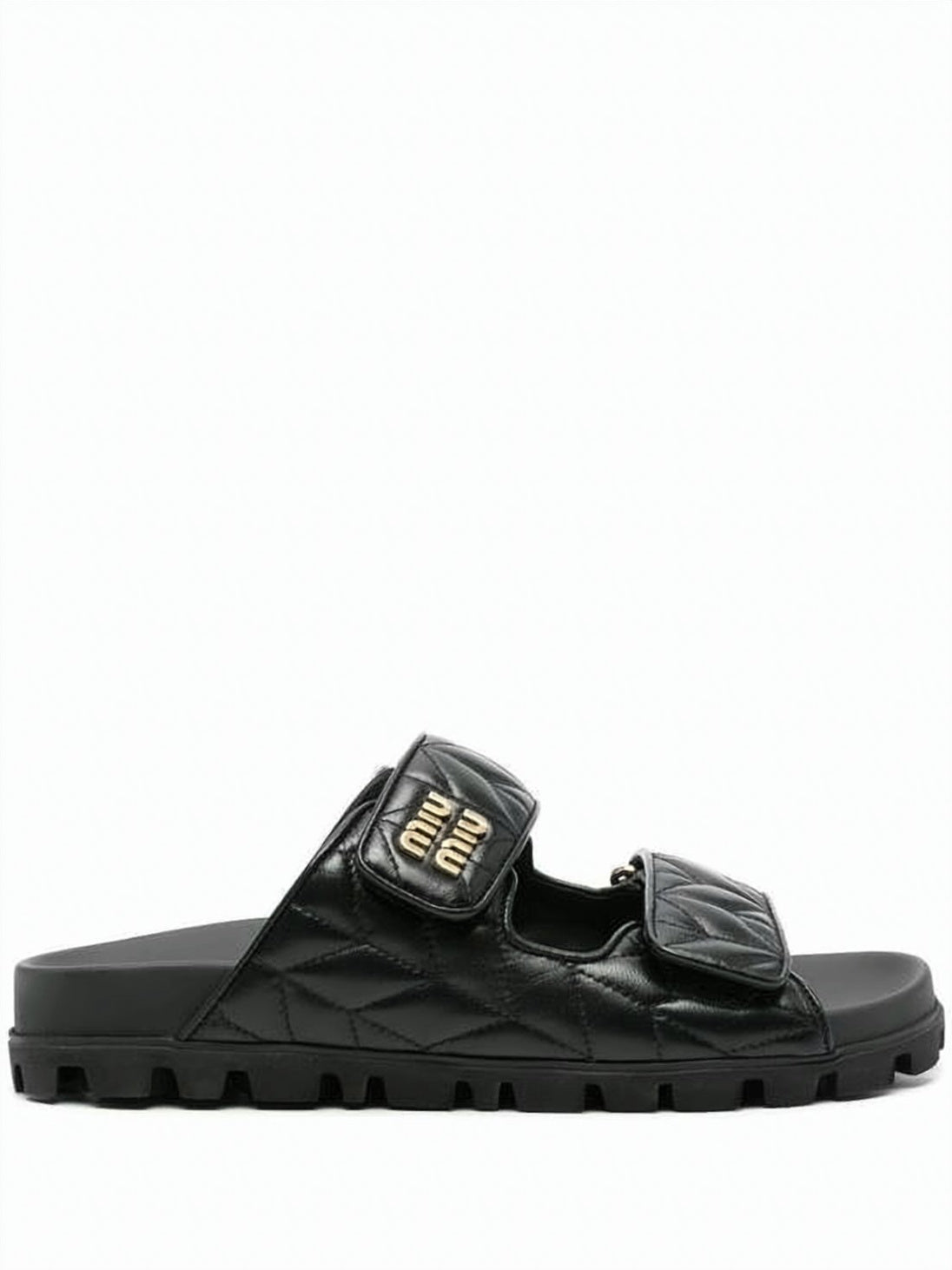 Quilted Calf Leather Sandals with Adjustable Straps