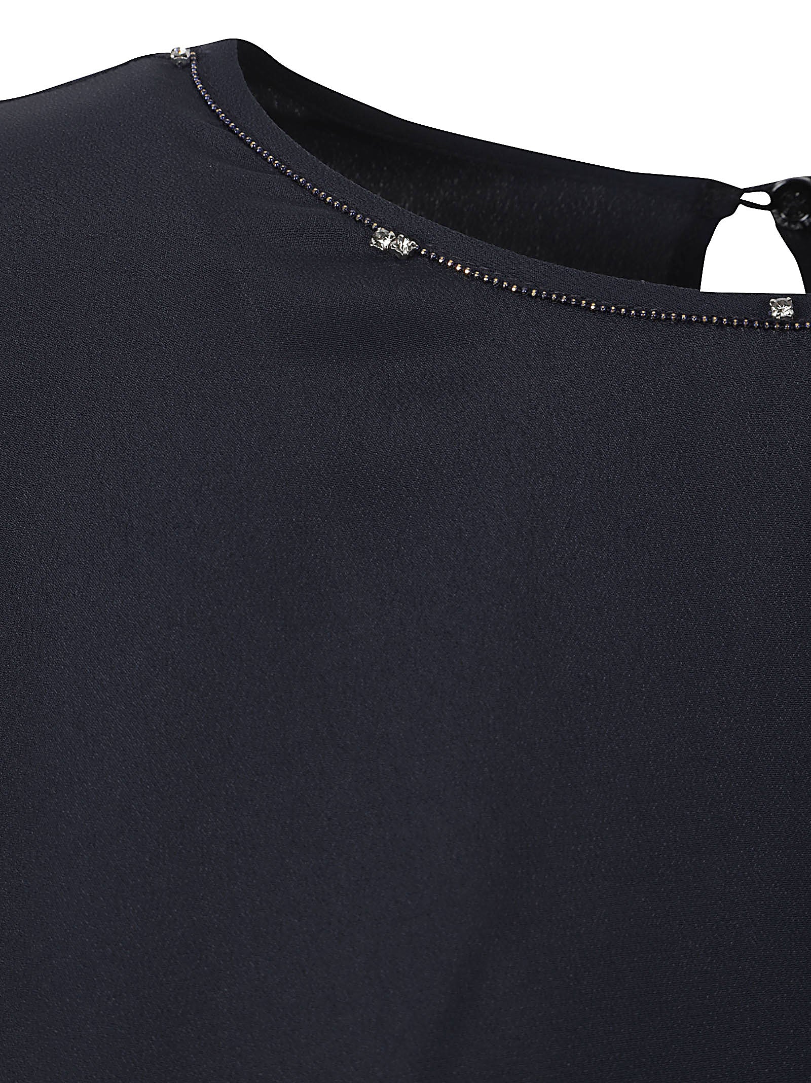 Short-Sleeved Top With Embellished Round Neckline