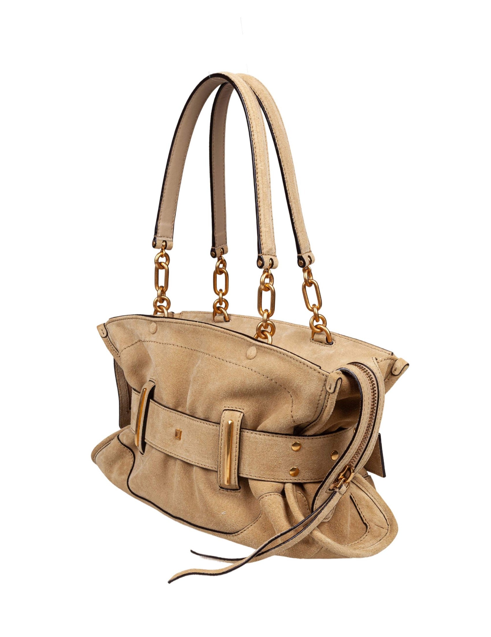 Anthem Beige Suede Shoulder Bag
