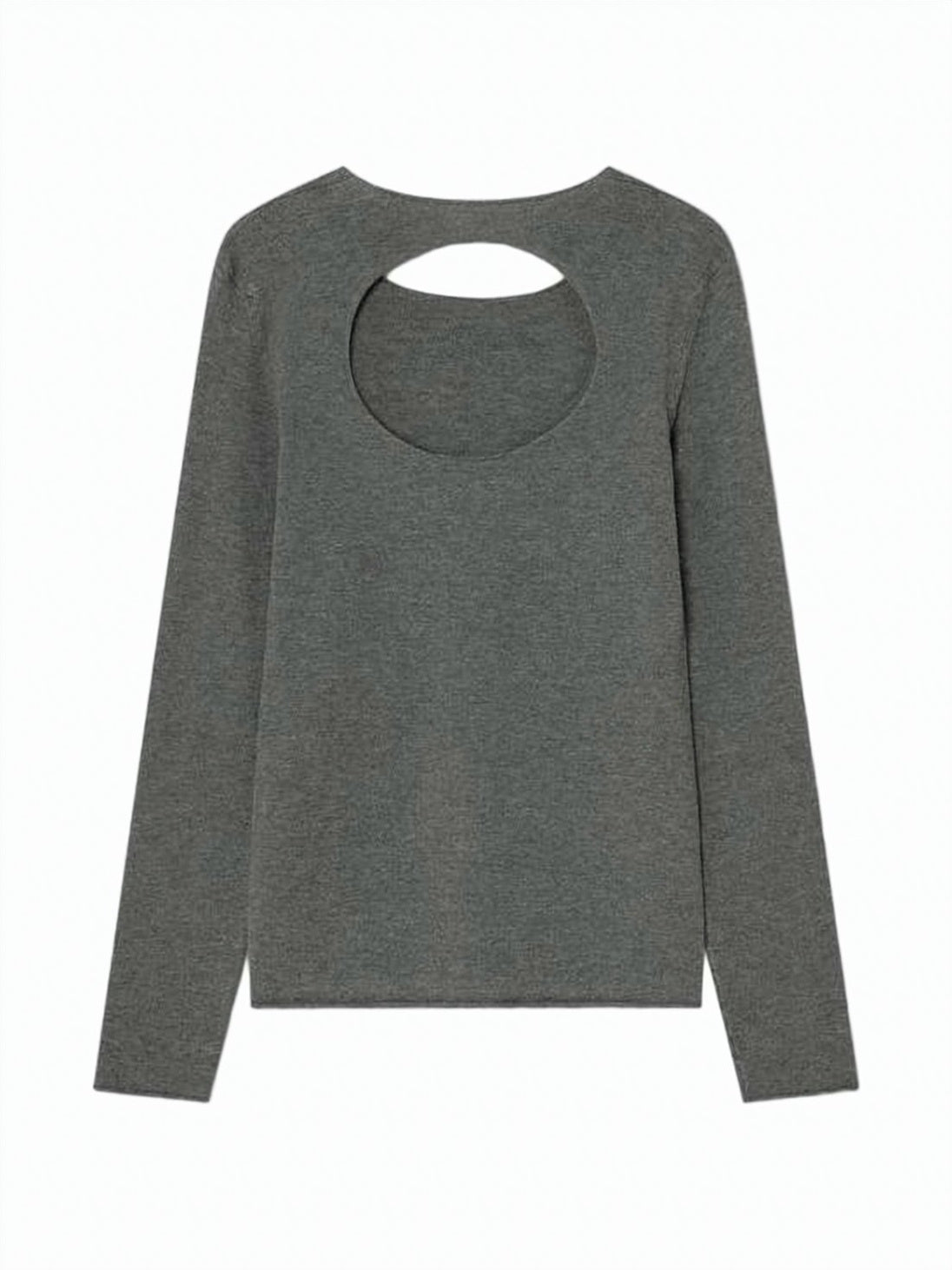 Grey Long-Sleeved Cut-out Minimalist Sweater