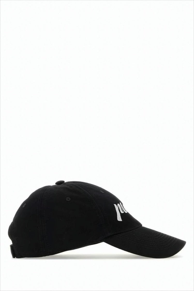 Curved Brim Black Cotton Baseball Cap with Bold Logo