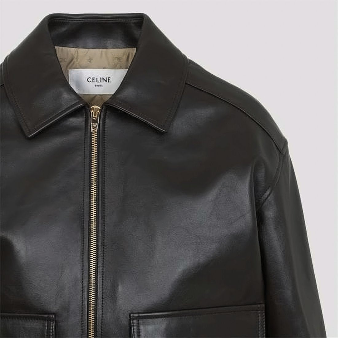 Smooth Lambskin Leather Jacket with Classic Collar and Ribbed Finish