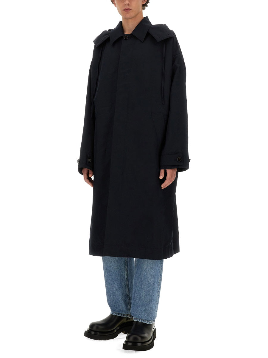 Hooded Trench Coat with Streamlined Silhouette