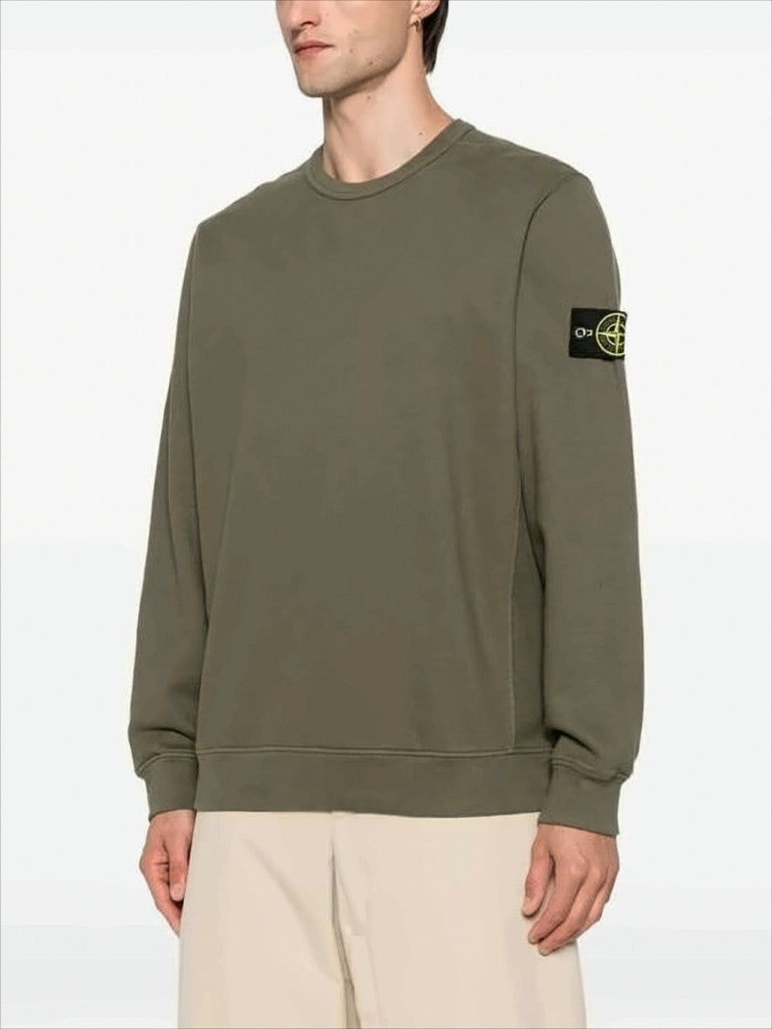 Minimalist Olive Green Long-Sleeve Crewneck Sweatshirt