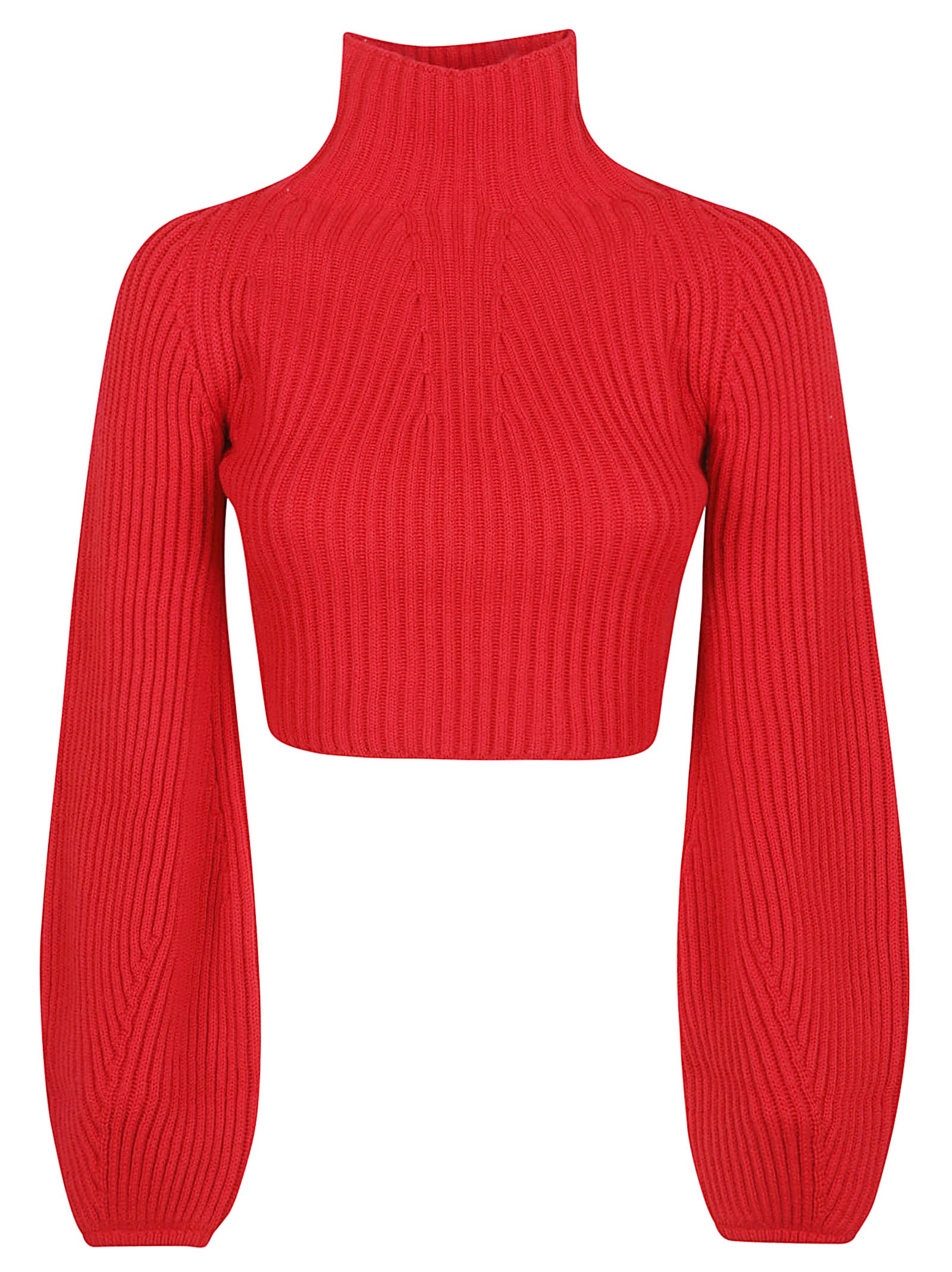 Cropped Sweater With High Neckline