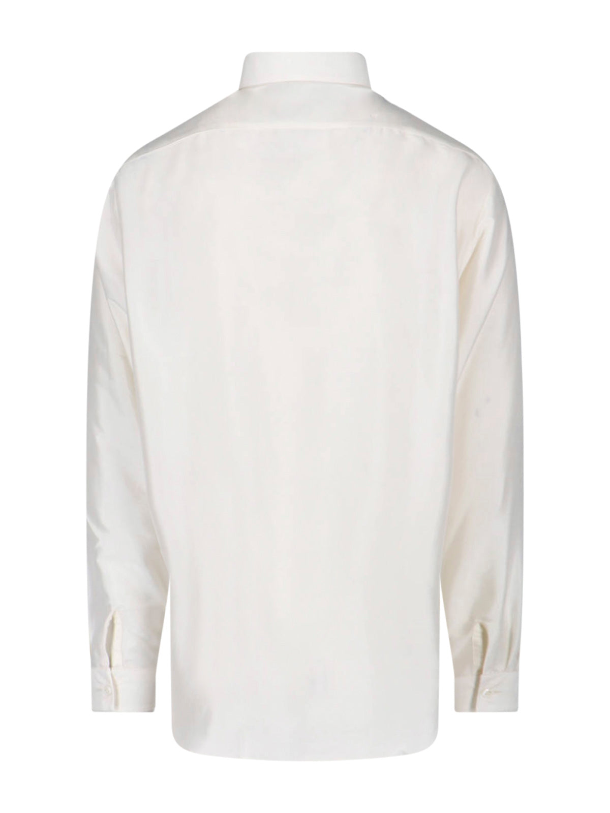 White Long-Sleeved Cotton Viscose Shirt
