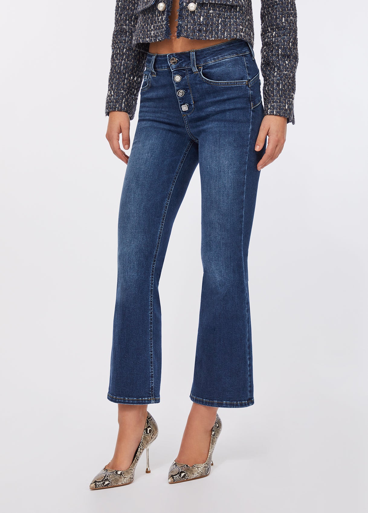 Flared Jeans With Jewel Buttons