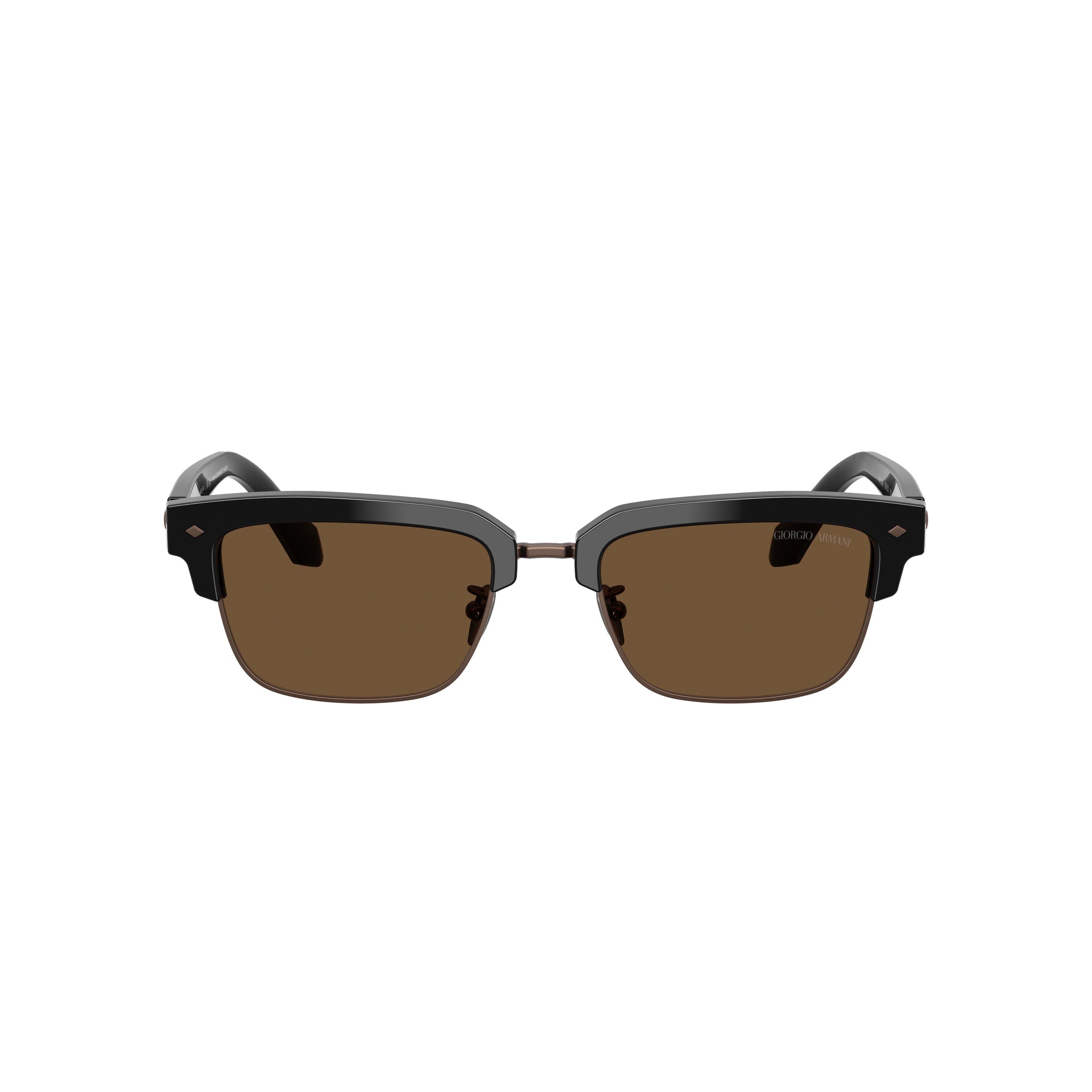 0ar8243 Rectangular Black Acetate Sunglasses with Brown Lenses