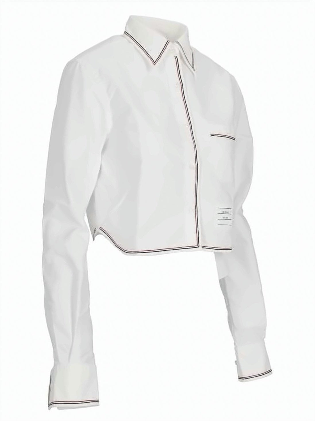 Cropped Long-Sleeve Shirt with Classic Collar