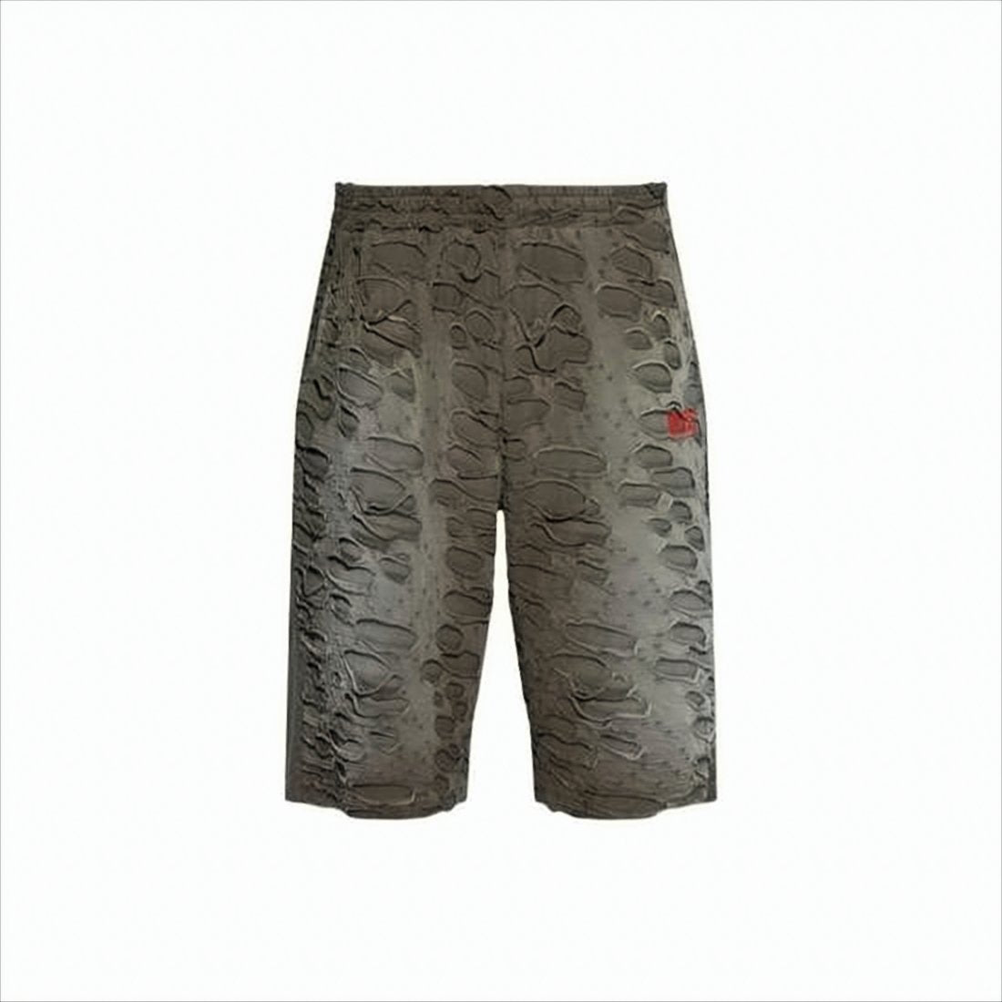 Distressed Brown Cotton Shorts with Relaxed Fit