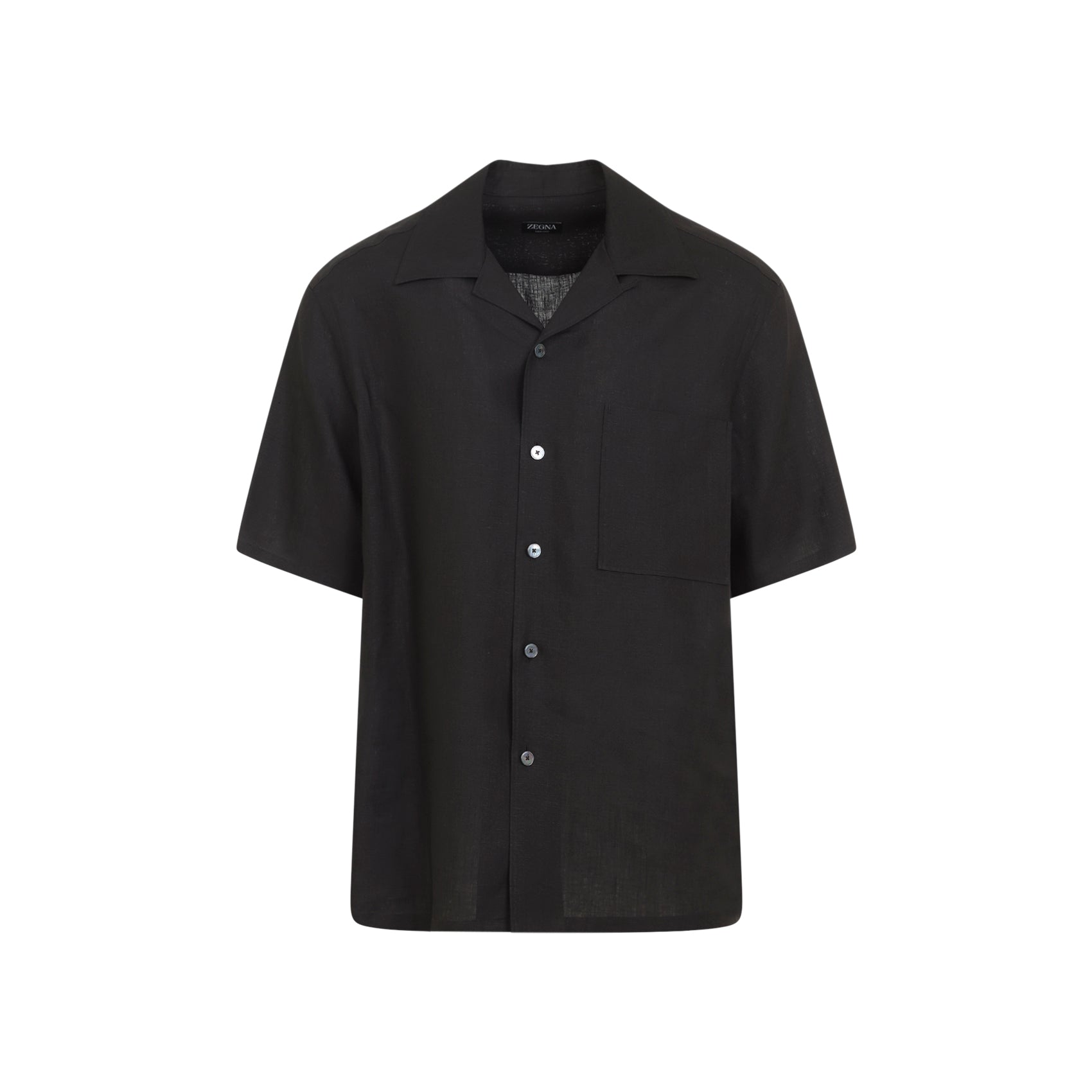 Short-Sleeved Linen Shirt with Classic Collar