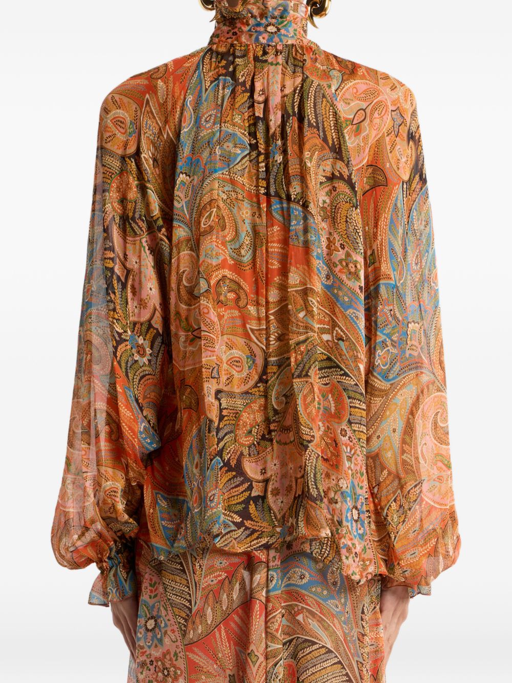 Paisley Print Shirt With Ruffled Collar