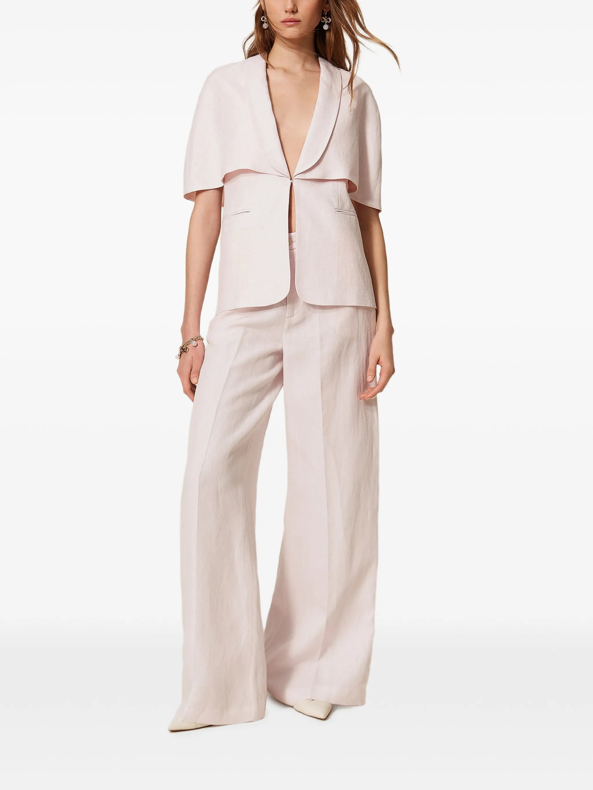 Pantalone High-Waisted Wide-Leg Linen Pants